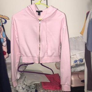Forever21 Pastel Pink Cropped Hoodie
